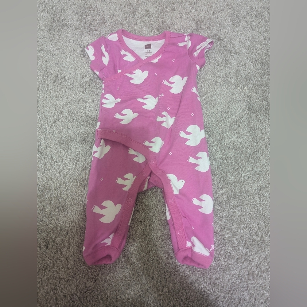 Tea Collection Pink and White Bodysuit